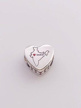 Pandora India Map I love India Heart Charm
